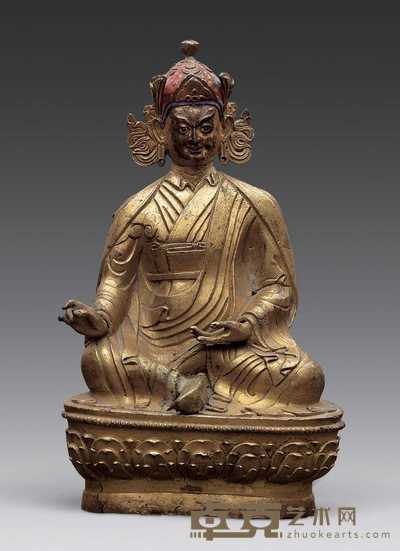 清代 铜鎏金莲花生佛像 高29cm